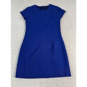 J.Crew Dress Womens 2 Blue Wool Lined Cap Sleeve Sheath Career Work Office 02805